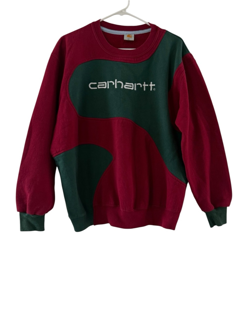 Carhartt Men’s Burgundy & Forest Green Colorblock Crewneck Sweatshirt